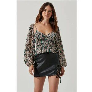 ASTR THE LABEL PRUDENCE FLORAL PEPLUM TOP